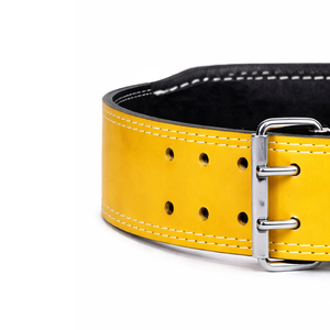 Premium Heavy Duty Yellow Cowhide Leather <b>Weight</b> Lifting Belt for Back Support <b>Training</b> Unisex Fitness - Product Image 4