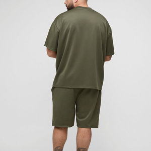 Conjunto de 2 Piezas de Ropa Urbana para Hombre, 100% Algodón de Primera Calidad, con Logotipos Impresos Personalizados, Estilo Hip Hop, Camiseta y Pantalones Cortos Sólidos de Verano - Product Image 5