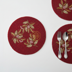 Handcrafted <b>Beaded</b> Embroidered Luxury Satin Fabric <b>Placemats</b> Bulk Supply Dining Table Custom Design Home Decor Export - Product Image 3