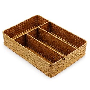 Seagrass <b>Storage</b> <b>Basket</b> with Compartments Utensil Tray for Organization Handmade <b>Storage</b> <b>Basket</b> Wholesale Made in Viet Nam - Product Image 1