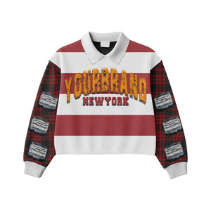 Camiseta de rugby estilo streetwear de manga larga, algodón grueso, estilo urbano casual, corte holgado, tipo polo para hombre y mujer. Camisetas de rugby tipo polo. - Product Image 3