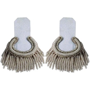 Épaulettes brodées à la main en coton blanc argenté réglables pour équipement de défense personnelle – Grande Vente - Product Image 6