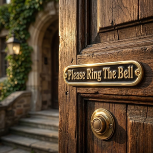 Premium Please Ring The Bell Brass <b>Door</b> Sign Plaque | Engraved Metal Entrance Notice <b>Plate</b> for Home Office Reception Decor XLX - Product Image 5
