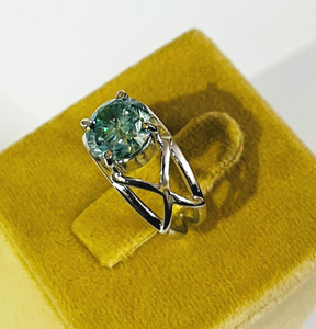 3.50 Ct Blue Lab Created Moissanite <b>Ring</b> Hand Made VVS Clarity Excellent Cut Gift For Her - Product Image 2
