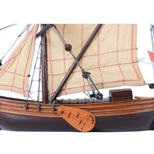 Maqueta de Barco de Madera Wijdschip, Artesanía Moderna Antigua, Embarcación Holandesa de Vela, Hecha a Mano, Grabada, Duradera, Decoración Náutica Independiente - Product Image 4