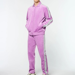 Unisex Plain <b>Velvet</b> Sweatsuit Minimal Solid Color Matching Sweatshirt and <b>Jogger</b> Pants Set Premium Casual Wear Custom Branding - Product Image 6