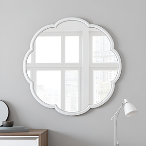 Miroir mural rond en bois d'ingénierie Smart Art, finition blanche moderne, pour dressing, salon, couloir - Product Image 3