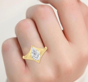 Élégante bague en or rose avec diamant de laboratoire 1,91 CTW, taille poire, solitaire, halo, pour fiançailles, bijoux fins, cadeau pour femme - Product Image 5
