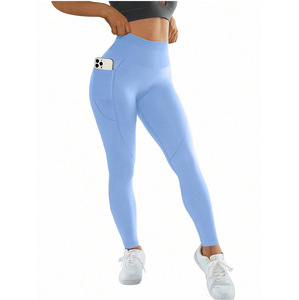 Leggings de Yoga Casuales de Cintura Alta para Mujer, Tejidos, con Bolsillo, Diseño Sólido, Ecológicos, de Secado Rápido y Transpirables, para Entrenamiento y Gimnasio - Product Image 2