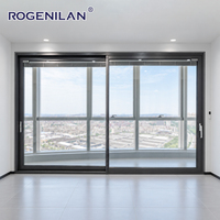 Portes coulissantes extérieures en aluminium Rogenilan AS2047 pour hôtel, vue panoramique, double vitrage, verre trempé, insonorisées