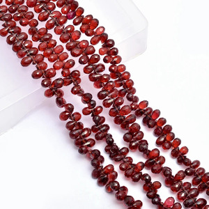 Cuentas facetadas de granate AAA+ de 7x5 mm en forma de lágrima, cuentas sueltas de granate rojo natural, piedra semipreciosa para la fabricación de joyas. - Product Image 1