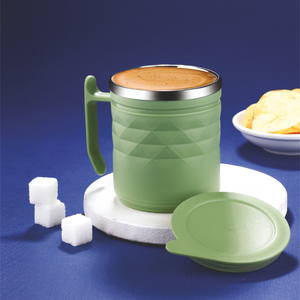 Taza de Café de Acero Inoxidable Aislada con Agarre Exterior Texturizado, Tapa Antiderrames y Asa Cómoda para Té Caliente y Chocolate - Product Image 2