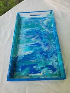 Marble Look Resin Serving Tray For Luxury <b>Table</b> Styling Providing Elegant Appearance And Durable Construction - Product Image 6