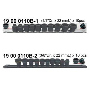 (3/8"Dr.) x 22 mmL x 10 piezas 6 pt. Juego de llaves de vaso. - Product Image 2