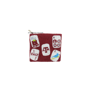 Monedero de algodón rosa con cuentas y diseño de fichas de Mahjong, bordado a mano, artículo de gran venta de Glitter Exports - Product Image 4