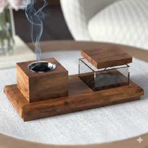 Support de bâtonnets d'encens en bois durable à motif boisé pour Bakhoor, parfum aromatique religieux de mariage, décoration de jardin et de maison - Product Image 6