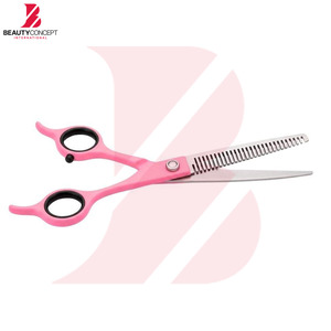 กรรไกรซอยผมดีไซน์บางเฉียบ ด้ามจับพลาสติกสีชมพู สำหรับช่างตัดผมมืออาชีพ  ใบมีดสแตนเลส อุปกรณ์ทำผม - Product Image 2