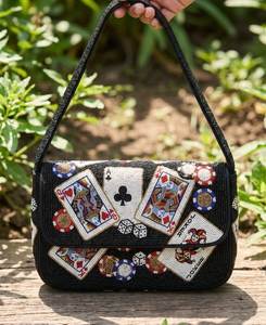 Handmade American Football Stadium Beaded Shoulder Bag Sports Purse - Product Image 3