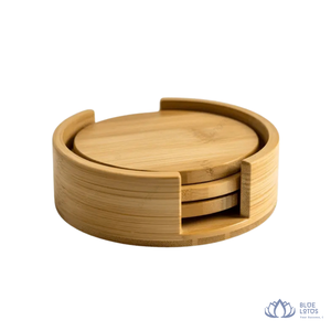 [MEILLEUR PRIX] Ensemble de sous-verres en bambou écologiques ronds avec rebord surélevé, protection pour tasses et verres de voyage - Product Image 1