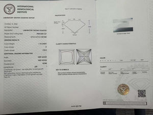 เพชรหลวมทรงปรินเซสคัท สีขาว D น้ำหนัก 1.15 กะรัต/1.16 กะรัต คุณภาพ VVS ผลิตด้วยวิธี CVD ขายส่ง พร้อมใบรับรอง IGI สำหรับทำเครื่องประดับ - Product Image 2