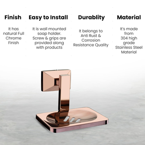 Jabonera Metálica de Pared con Acabado en Oro Rosa, Porta Jabón Rectangular para Baño, Bandeja para Jabón de Montaje en Pared - Product Image 6