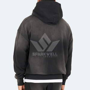 Sweat-shirt à capuche surdimensionné pour homme Sparkwell Industry, en coton French Terry, teint en pièce, logo sur le devant, vêtement décontracté pour l'automne - Product Image 2