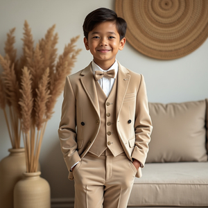 Boys Rust Orange Double Breasted 3 Piece Suit | <b>Kids</b> Wedding Suit | <b>Ring</b> Bearer Formal Tuxedo Set | Custom Made - Product Image 4