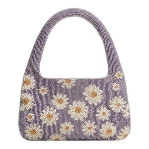 Elegante bolso de hombro rosa con cuentas, bolso bandolera floral hecho a mano, moderno bolso de mano con perlas para mujer, bolso de fiesta. - Product Image 3