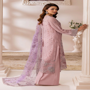 Salwar Kameez en soie brodée rose pour femmes, robe de mariage traditionnelle longue, style Inde Pakistan, coupe ample - Product Image 2
