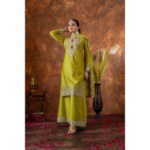 Ensemble de costumes de soirée pour femmes de créateur Top en soie pure Chinon Plazzo & Dupatta-Look élégant et stylé! - Product Image 5