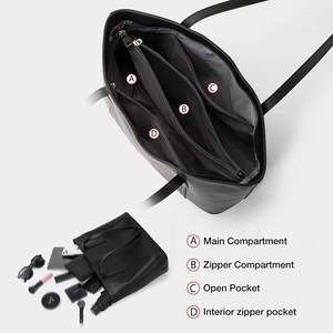 Wholesale Women Genuine Leather Eco Friendly Waterproof Shoulder <b>Bag</b> Large Capacity Classic Black Tote - Product Image 3