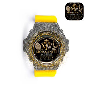 นาฬิกาข้อมือผู้ชาย Moissanite World ประดับเพชรโมอิสซาไนต์ ขนาด 42 มม. สายซิลิโคนสีเหลือง ระบบอนาล็อก ควอตซ์ หรูหรา - Product Image 2