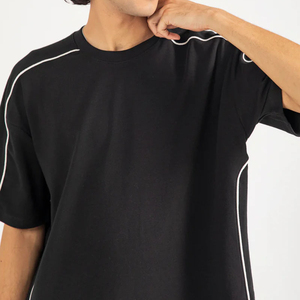 Men's Piping Detail Leisure Co-ord <b>Set</b> | Summer Casual 2-Piece Matching Outfit | Custom Lightweight T-shirt & Shorts <b>Twin</b> <b>Set</b> - Product Image 5