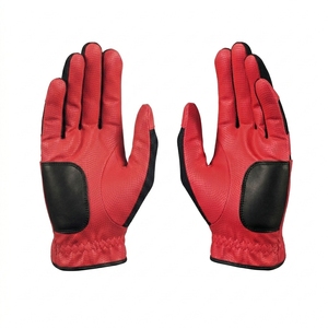 Gants de golf en cuir véritable rouge, antidérapants, respirants, unisexes, à enfiler, pour le sport - Product Image 2