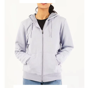 Women Winter Streetwear Zipper Hoodie OEM High GSM Heavy 100% Cotton Fleece Custom Front Logo Wholesale Price Premium Quality - Product Image 1