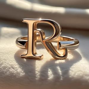 Bague initiale en or massif 22 carats, personnalisable avec nom ou initiale, bijoux fins, cadeau de fiançailles ou de mariage pour femme et homme - Product Image 2