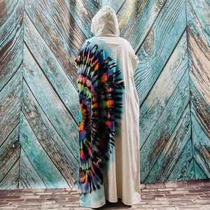 Magnifique Nouvelle Robe Kimono d'Été Coupe Droite Style Vacances Bohème Chic Tendance pour Femme Col en V Tie-Dye - Product Image 4