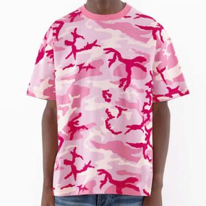 T-shirt à col rond camouflage imprimé DTG personnalisé, 100% coton, style rétro brodé, streetwear, t-shirt graphique décontracté premium pour homme, OEM Sup - Product Image 1