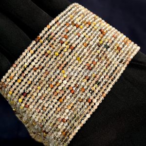 Natural 2MM Golden Rutilated Quartz Faceted Rondelle Beads Golden Rutile Beads For Jewelry Making Micro Faceted Wholesale Bulk - Product Image 1