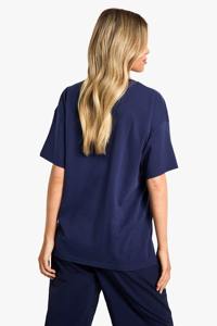 <b>Top</b> Trending Women's <b>Navy</b> Oversized T-Shirt Short Sleeve O-Neck Loose Fit 100% Cotton Jersey Breathable Solid Color All Seasons - Product Image 5