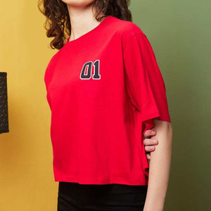 Camisetas de Manga Corta para Mujer al por Mayor, Mezcla de Algodón y Poliéster, Estilo Casual, Corte Holgado, Ropa Casual de Calle para Verano - Product Image 1