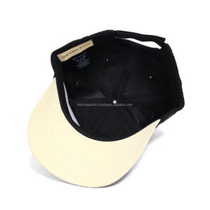 Conception personnalisée 6 panneaux A Frame Hats Flat Embroidery Fit Blank Black Wholesale Logo Men Sports Baseball Cap - Product Image 5