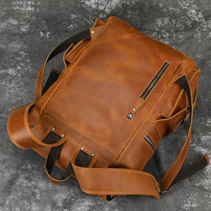 Sac à dos pour ordinateur portable en cuir véritable, style multi-poches, léger, fait main, pour femmes, sacs à dos en cuir très demandés - Product Image 4