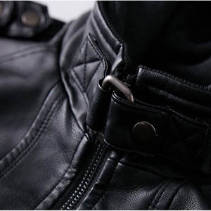 Nouvelles vestes en cuir pour hommes, style automne, décontractées, pour moto, en PU respirant, pour l'extérieur, vintage, avec fermeture éclair frontale, logo, chaudes, à capuche - Product Image 4