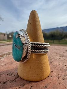 Handcrafted Teardrop Kingman <b>Turquoise</b> <b>Ring</b> Sterling Silver Southwestern Boho Statement Jewelry Artisan Gemstone Gift for Her - Product Image 3