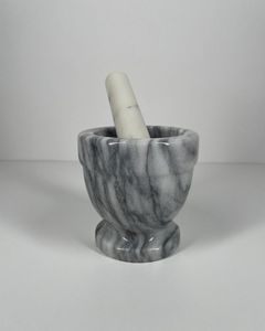 Polished Natural Marble Mortar And Pestle For Kitchen Use Ideal For <b>Grinding</b> Spices Herbs And Making <b>Paste</b> - Product Image 4