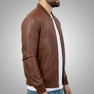 Unique Design Washable Men Leather Bomber <b>Jacket</b> Waterproof Breathable Men Winter <b>Jacket</b> For Sale - Product Image 3
