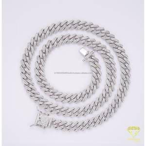 สร้อยคอเงินแท้ 925 ประดับเพชรโมอิสซาไนต์ ดีไซน์หรูหราแบบ Cuban Link สำหรับร้านขายเครื่องประดับและผู้ค้าส่ง - Product Image 3