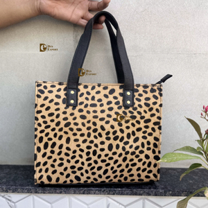 Unique Designer Women's Hair On Hide Leather <b>Small</b> Tote Bag Handmade Animal Leather Western Style Real Leather Fashionable Bag - Product Image 1