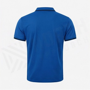 Polo à manches courtes pour homme, bleu, couleur unie, tricoté, séchage rapide, style décontracté - Product Image 2